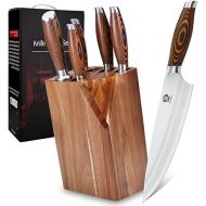 WILDMOK 7 Piece Knife Block Set, German Steel Chef's Knife Set, Precious Pakkawood Handle for Kitchen Knife Block Set