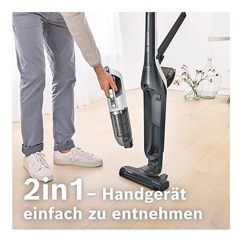  Bosch Flexxo 2-in-1 Series 4 BBH3P280 Cordless Handheld Vacuum Cleaner, Bagless, High Suction Power, Long Runtime, Nozzle with LED Lighting, All Floor Types, Dark Grey