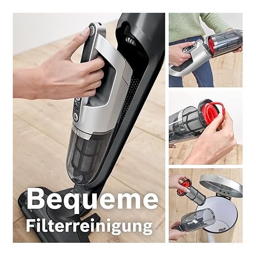  Bosch Flexxo 2-in-1 Series 4 BBH3P280 Cordless Handheld Vacuum Cleaner, Bagless, High Suction Power, Long Runtime, Nozzle with LED Lighting, All Floor Types, Dark Grey