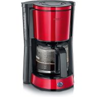 SEVERIN KA 4817 Type Coffee Machine with Glass Jug, Aromatic, Fast and Quiet Brewed Coffee with Coffee Maker for up to 10 Cups, Filter Coffee Machine, Red,