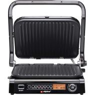 alpina Optigrill 2100WW Contact Grill, Sandwich Maker, Panini Grill, Multi Grill for Vegetables, Bread and Meat, Table Grill with Non-Stick Coating, Intelligent Cooking Mode, BPA-Free, Black