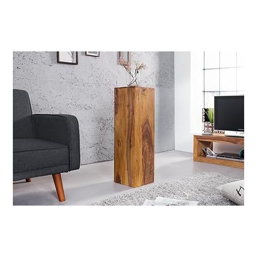  Invicta Interior Makassar Design Side Table Column Set of 3 80 cm / 70 cm / 60 cm High Sheesham Stone Finish Side Tables