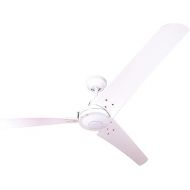 Vourdries Industrial Design Ceiling Fan with Wall Switch, 142 cm Diameter, White, Without Lighting