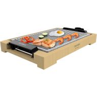 Cecotec Elektrische Grillplatte Tasty&Grill 2000 Bamboo LineStone. 2000 W Leistung, Bambusstruktur, Einstellbarer Thermostat, Grillflache, RockStone Beschichtung, Spulmaschinenfest