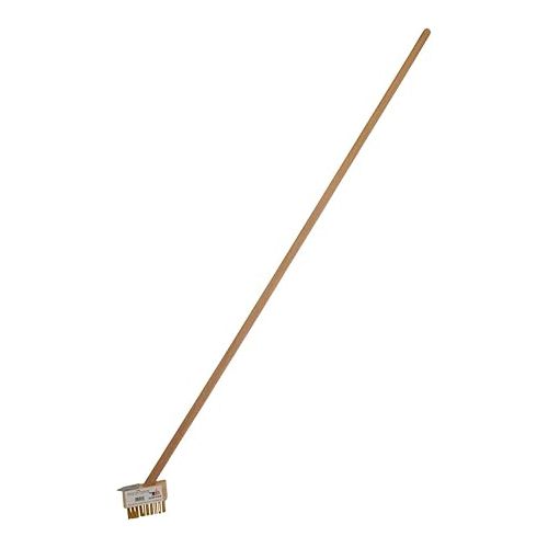  SHW-FIRE 59069 Grout Brush Weed Brush Joint Cleaning with Steel Bristles with Handle Wooden Handle 150 cm