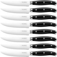 PICKWILL Steak Knife 4.5 Inch 8-Piece Steak Knife Set with Serrated Edge, Stainless Steel Steak Knife with Full Tang Handle, Classic Table Knife with Gift Box, Black