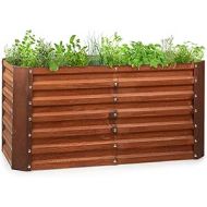 blumfeldt Rust Grow Raised Garden Bed, Galvanised Sheet Steel, Material Thickness: 0.6 mm, Easy to Install, Rust Finish, 120 x 60 x 60 cm (W x H x D), Grate