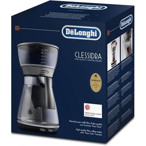  De'Longhi Kaffeemaschine ICM16731, Filterkaffeemaschine mit LCD-Display fur bis zu 10 Tassen, 1,25 l, 1200 W, Silber/Schwarz