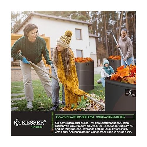  KESSER® Pop-Up Garden Bag, 73 L, Leaf Bag, Garden Waste Bag Including Gloves, Self-Standing with Handles, Sturdy, Robust and Foldable, Leaf Bags, Lawn Cutting, Garden Bags for Garden Waste Green