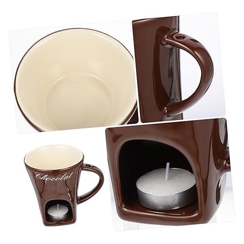  BESTonZON 1 Set Chocolate Fondue Porcelain Melting Pot Personal Fondue Pot Ramekins Fondue Coffee Cup Fondue Warmer Mug Fondue Cup Mini Cheese Pot Candy Ceramic Ice Cream