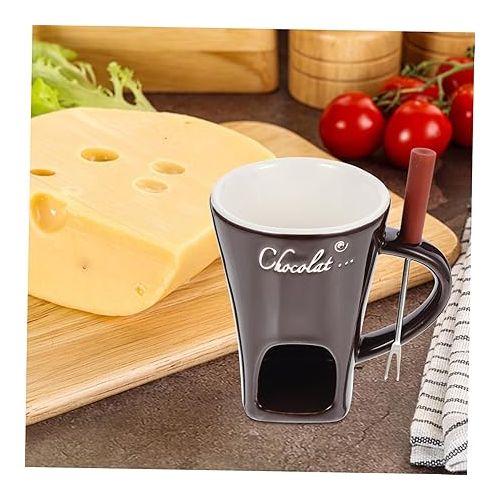  BESTonZON 1 Set Chocolate Fondue Porcelain Melting Pot Personal Fondue Pot Ramekins Fondue Coffee Cup Fondue Warmer Mug Fondue Cup Mini Cheese Pot Candy Ceramic Ice Cream