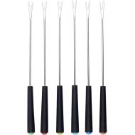 LATRAT Set of 8 cheese fondue forks, fondue cutlery made of stainless steel, grill fork, fondue fork, cheese fondue fork with heat-resistant handle for cheese, chocolate, fondue roast, marshmallow