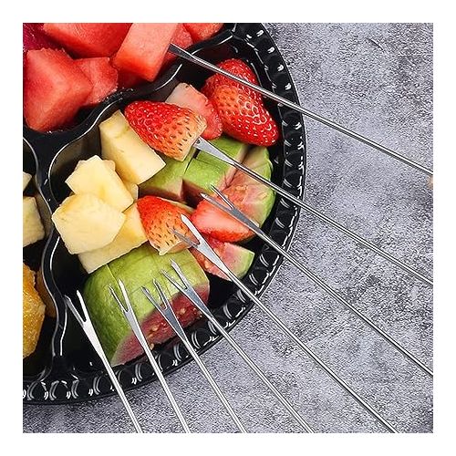  LATRAT Set of 8 cheese fondue forks, fondue cutlery made of stainless steel, grill fork, fondue fork, cheese fondue fork with heat-resistant handle for cheese, chocolate, fondue roast, marshmallow