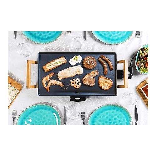  Bestron Teppanyaki Grill Plate in Asia Design, With Bamboo Handles