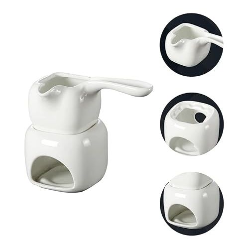  BESTonZON Chocolate Melting Pot Fondue Set Ceramic Butter Warming Bowl Tea Light Porcelain Melting Pot for Melting Chocolate S¨¹ Items and Candle 110 ml