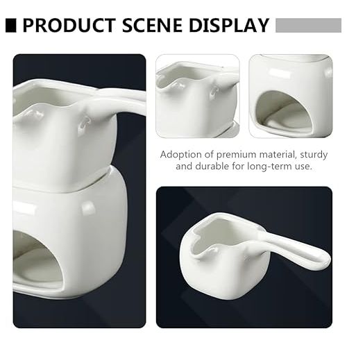  BESTonZON Chocolate Melting Pot Fondue Set Ceramic Butter Warming Bowl Tea Light Porcelain Melting Pot for Melting Chocolate S¨¹ Items and Candle 110 ml