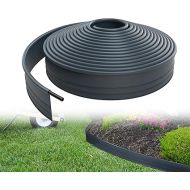 XMTECH Flower Bed Edging Plastic Lawn Edging Flexible Garden Flower Bed Edging Mowing Edge Flower Bed Border Garden Border 9.6 cm High Length 6 m Anthracite