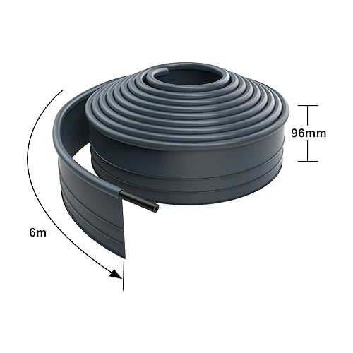  XMTECH Flower Bed Edging Plastic Lawn Edging Flexible Garden Flower Bed Edging Mowing Edge Flower Bed Border Garden Border 9.6 cm High Length 6 m Anthracite