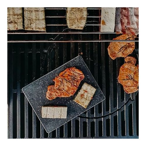  Lava Stone Steak Board, Serving Plate, Bamboo Board with Hot Stone Grill, Steak Grill Plate, Stone Plate, Table Grill Set