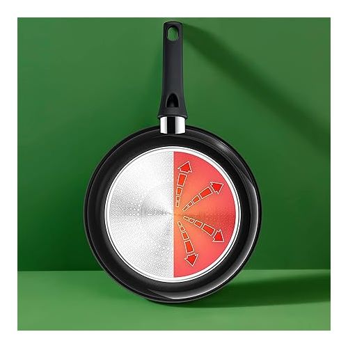  Tefal C43504 Renew On Black Frying Pan 24 cm Ceramic Coating Environmentally Friendly Recycled Thermal Signal for All Hobs Induction Safe Black