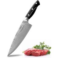 NANFANG BROTHERS Chef's Knife, Damask 67 Layer Handmade VG10 Steel Core Forged, 205 mm Cut, Sharp Kitchen Knife, Ergonomic Handle, Multifunctional Cooking Tool