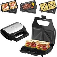 HOMELUX 3-in-1 Sandwich Maker, Contact Grill, Waffle Iron with Non-Stick Coating, Removable Plates, 800 W Multifunctional Grill for Panini Waffles, BPA-Free, for Travel, Camping, Birthday Parties