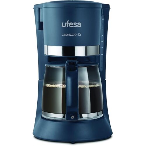  Ufesa CG7124 Capriccio 12 Filter Coffee Machine, 680, Glass, 1.2 Litres, Blue, 680 Watt