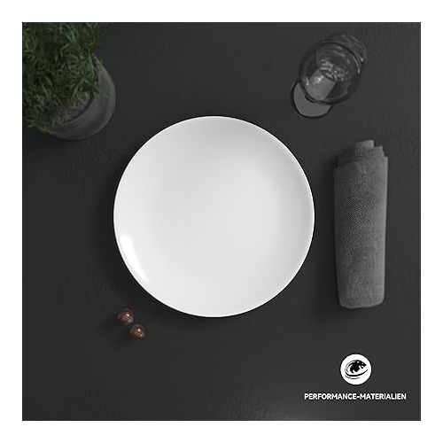  Villory Hacienda WeiBes Plate and Bowl Set - Modern Plate Set with 2 Plates, 2 Dark Bowls, 2 Small Bowls, White Crockery Set for 2 People