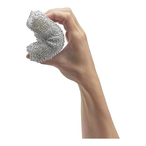  WMF Shiny Cushion Silver Pack of 3 Washing Up Sponge, Scourer, Lurex Sponge, Ideal for Coated Pans, Pots, Glass Ceramic Hobs