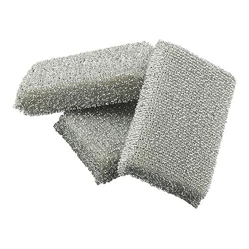  WMF Shiny Cushion Silver Pack of 3 Washing Up Sponge, Scourer, Lurex Sponge, Ideal for Coated Pans, Pots, Glass Ceramic Hobs