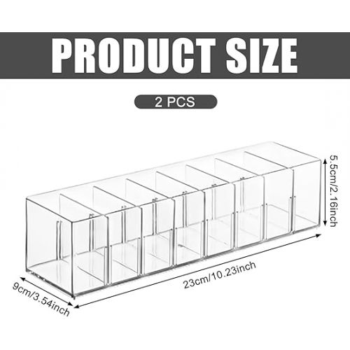  Pack of 2 Cable Storage Box, Cable Organiser Box with Lid, 8 Compartments, Transparent Charging Cable Organiser with 2 Cable Ties, Cable Management Box, Plastic Storage Box for Worktop Organiser