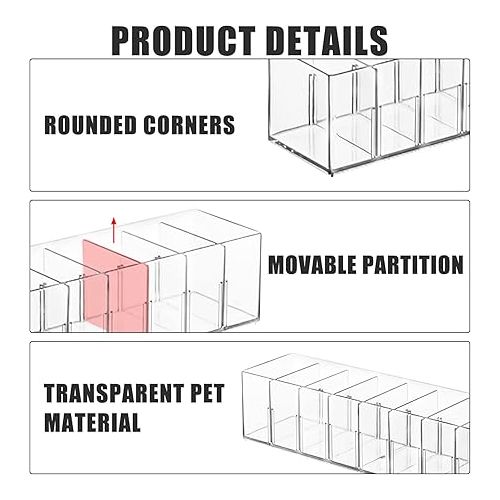  Pack of 2 Cable Storage Box, Cable Organiser Box with Lid, 8 Compartments, Transparent Charging Cable Organiser with 2 Cable Ties, Cable Management Box, Plastic Storage Box for Worktop Organiser