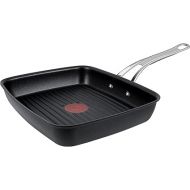 Tefal Jamie Oliver by E24541 Cooks, Classic Grill Pan, 23 x 27 cm, Cast Aluminium, Titanium 3 x Non-Stick Coating, Thermal Signal Depth, Mould for All Types of Cookers, Induction, Black