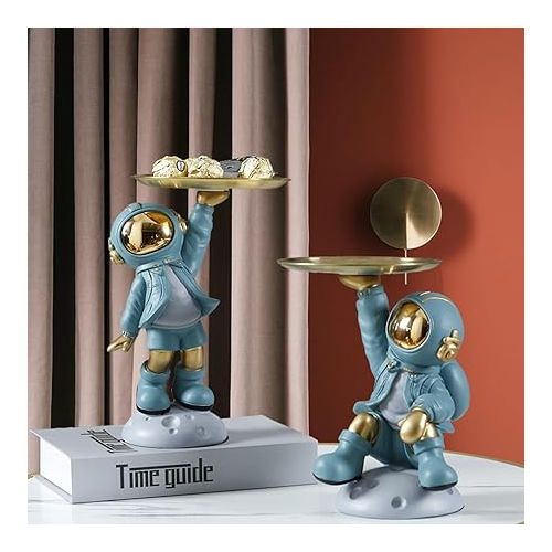  Cutfouwe Astronaut Statue Figures Storage Box Decorative Object for Living Room, Hallway, Home Decoration, White, K