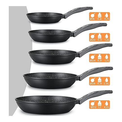  DIVORY Pfannenset 2-teilig Pfanne 24cm, 28cm Induktion - Antihaft Beschichtete große Universalpfanne fur alle Herdarten - Sichere Griffe, Spulmaschinen geeignet (Griff: Graue Holzoptik)