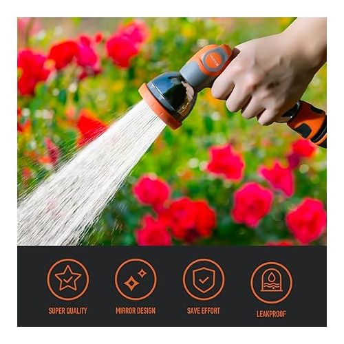  Bibury Garden Hand Shower, Garden Spray Gun, 10 Adjustable Watering Patterns, High Pressure Hand Sprayer, Garden Shower for Watering Lawn, Car Washing, Sidewalk Cleaning, Pet Bathing