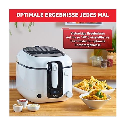  Tefal Super Uno FR3140 Deep Fryer, incl. Timer, Capacity: 2.2 Litres, Dishwasher-Safe Parts, Non-Stick Coating, Odour Filter, Removable Container, White/Black