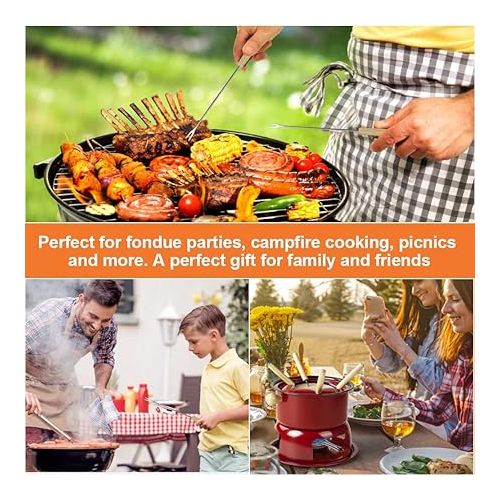  ZACUDA Pack of 12 Fondue Forks Stainless Steel Fondue Forks with Heat-resistant Wooden Handle, 24 cm Fondue Forks for Fruit, Chocolate, Fondue, Roasting