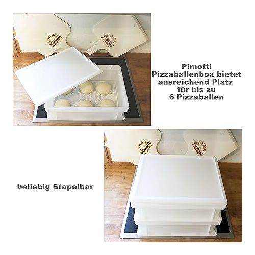  Pimotti Pizza Dough Ball Box 30 x 40 x 12 cm, Plastic Stackable Container for Pizza Dough, Proofing Box