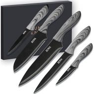 EUNA 5 Piece Kitchen Knife Sets Professional Sharp Chef's Knife Sets with Cover and Gift Box Durable Cooking Set Made of Carbon Steel Kitchen Knives (Grey)