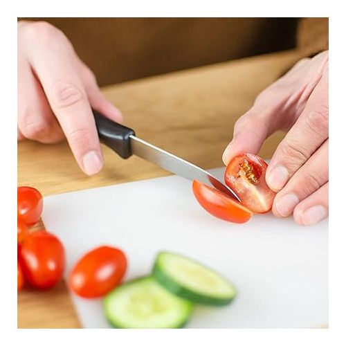  HEISO Paring Knives Set of 4 - Sharp Kitchen Knives Made of Stainless Steel with Black Plastic Handle - Vegetable Knife Made in Solingen - with Free Regrinding Service