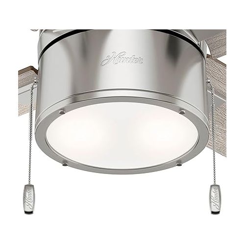  HUNTER, Beck 54214 Deckenventilator mit Kette, Ventilator mit Licht fur den Innenbereich, 4 wendbare Flugel, poliertes Nickel, 132 cm (52 Zoll)