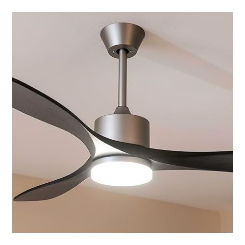  Cecotec EnergySIlence Aero 5200 Ceiling Fan Black Design 40 W, 52 Inches with DC Motor, LED Lighting and Remote Control (Wood Finish, Stone Pro)