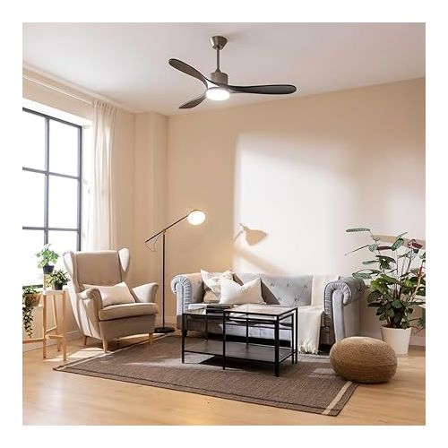  Cecotec EnergySIlence Aero 5200 Ceiling Fan Black Design 40 W, 52 Inches with DC Motor, LED Lighting and Remote Control (Wood Finish, Stone Pro)