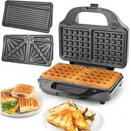 SUPERLEX 3-in-1 sandwich maker set, for sandwich toaster, contact grill, waffle iron, 2 slices with non-stick coating, double-sided baking at constant temperature, BPA-free