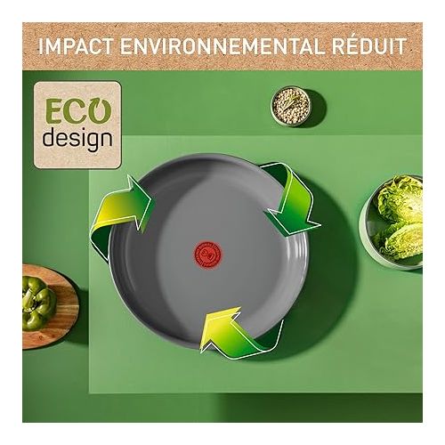  Tefal Ingenio Renew L2619102 Set of 3 Frying Pans 24/28 cm Removable Handle Induction Ceramic Coating Thermal Signal Function Recycled