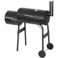 Laneetal Outdoor Charcoal Grill with Lid, Grill Trolley with Wheels, Charcoal Grill with Worktop, Metal Garden Grill, Camping Grill, Black