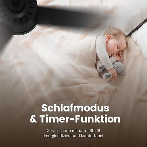  EMKE Deckenventilator mit Beleuchtung Fernbedienung Leise, 3 Farbtemperatur Lampe mit Ventilator 132 cm, Deckenventilator mit Fernbedienung Outdoor Deckenventilator Schwarz