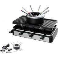 Silvercrest Kitchen Tools Raclette with Fondue SRGF 1400 A1 Raclette Grill with Grill Plate Electric Grill 1400 Watt Table Grill Electric 8 Pans