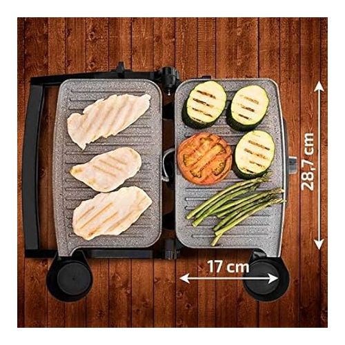  Panini Grill, Electric Grill, Iron and Toasted Sandwich Maker Stone-Coated Rock Slate, 1500 Watts, 28.7 x 17 cm Opening 180 ° Rock '1500 Cecotec.